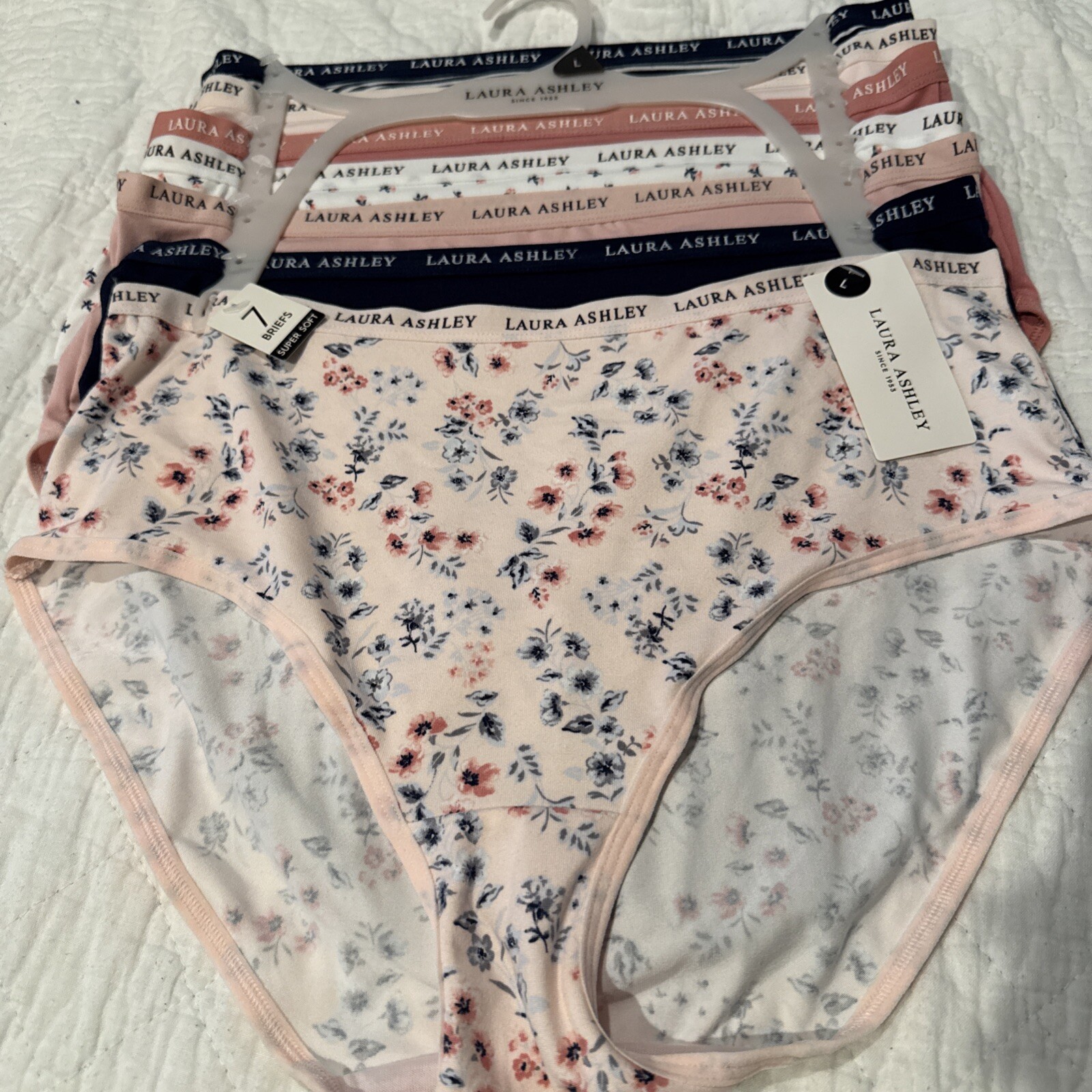 7 Laura Ashley Panties Brief Underwear Lingerie Polyester Spandex Size Large
