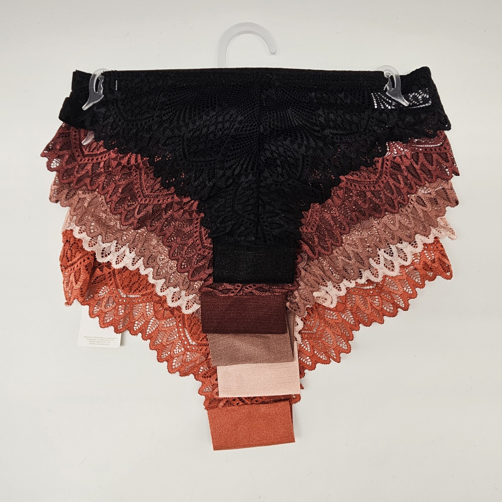 ADRIENNE VITTADINI 5 Pk Womens Small Back Lace Panties Black Brown Beige Copper