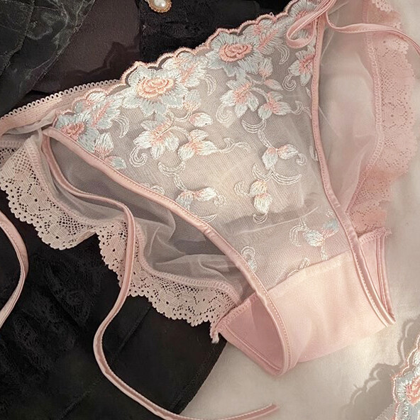 3 Pack Sexy Womens Sheer Lace Panties Underwear Floral See Through French Briefs