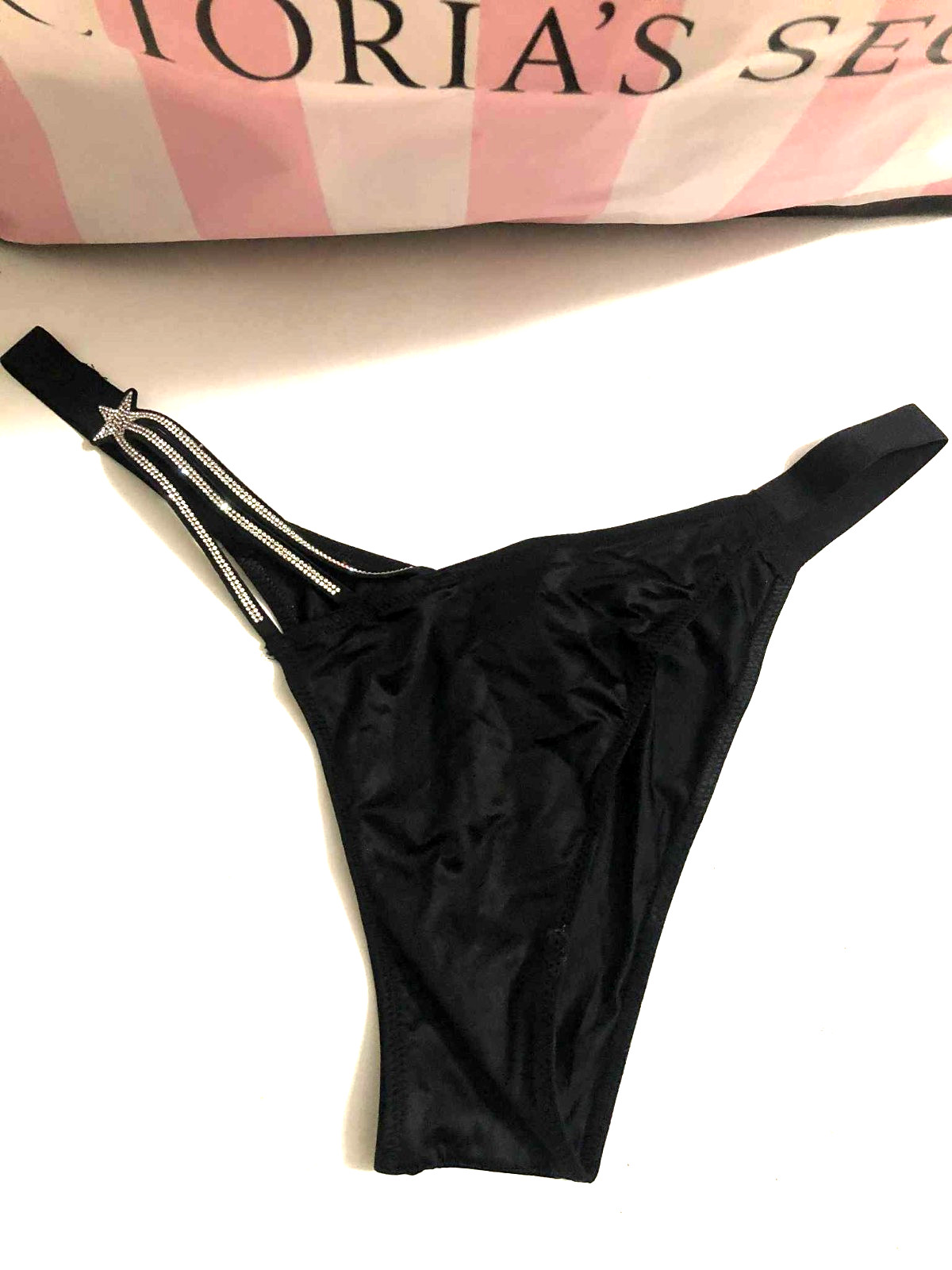 Victoria’s Secret Shine Starstruck Brazilian Panty Black Medium NWT
