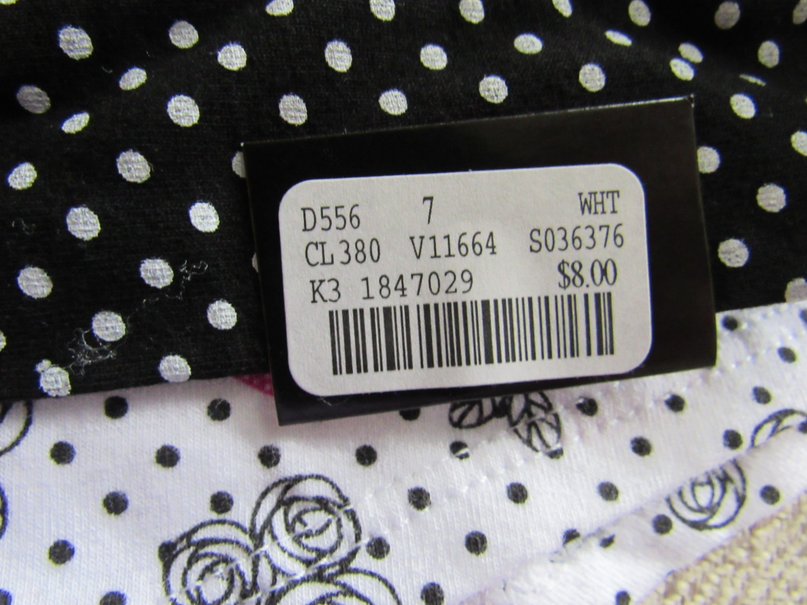enchanted hipster panty stretch cotton polka dots/hearts/roses size 7 NWT