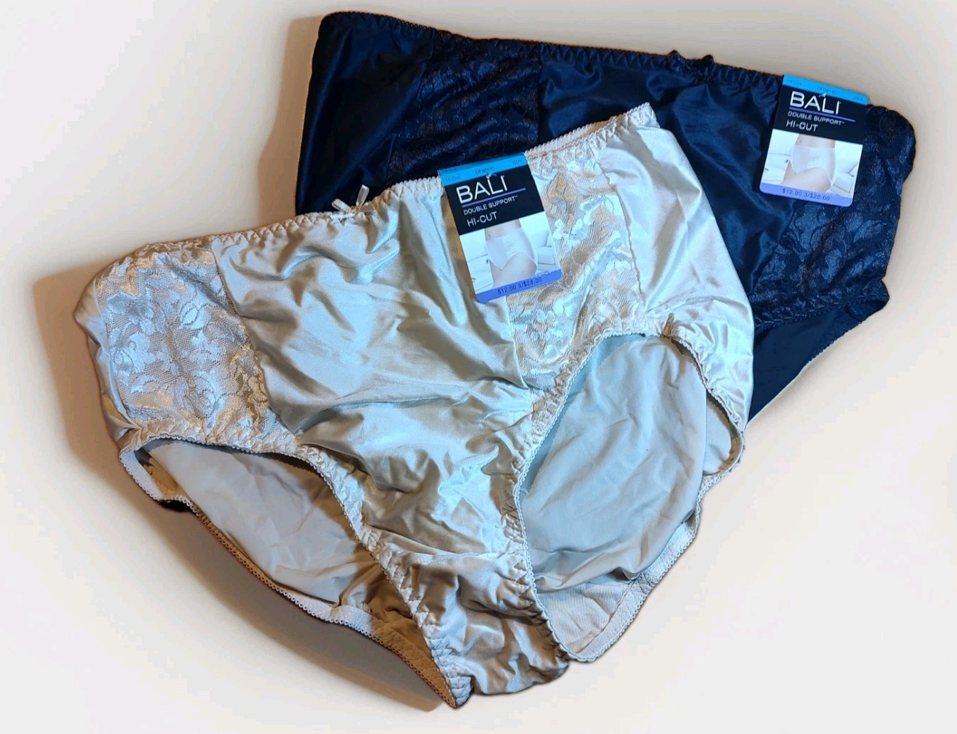Bali Double Support Hi Cut Panties DFDBHC 2 Pack Black Beige NWT
