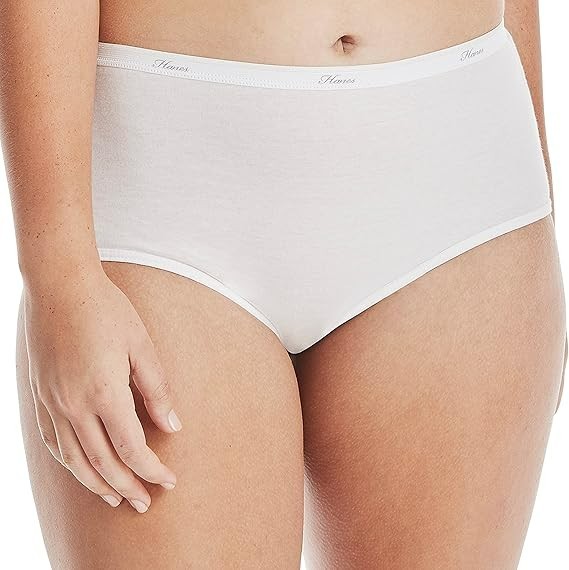 10-Pack Hanes Women’s Underwear XL/ 8 White Full-Coverage Cotton Blend Panties