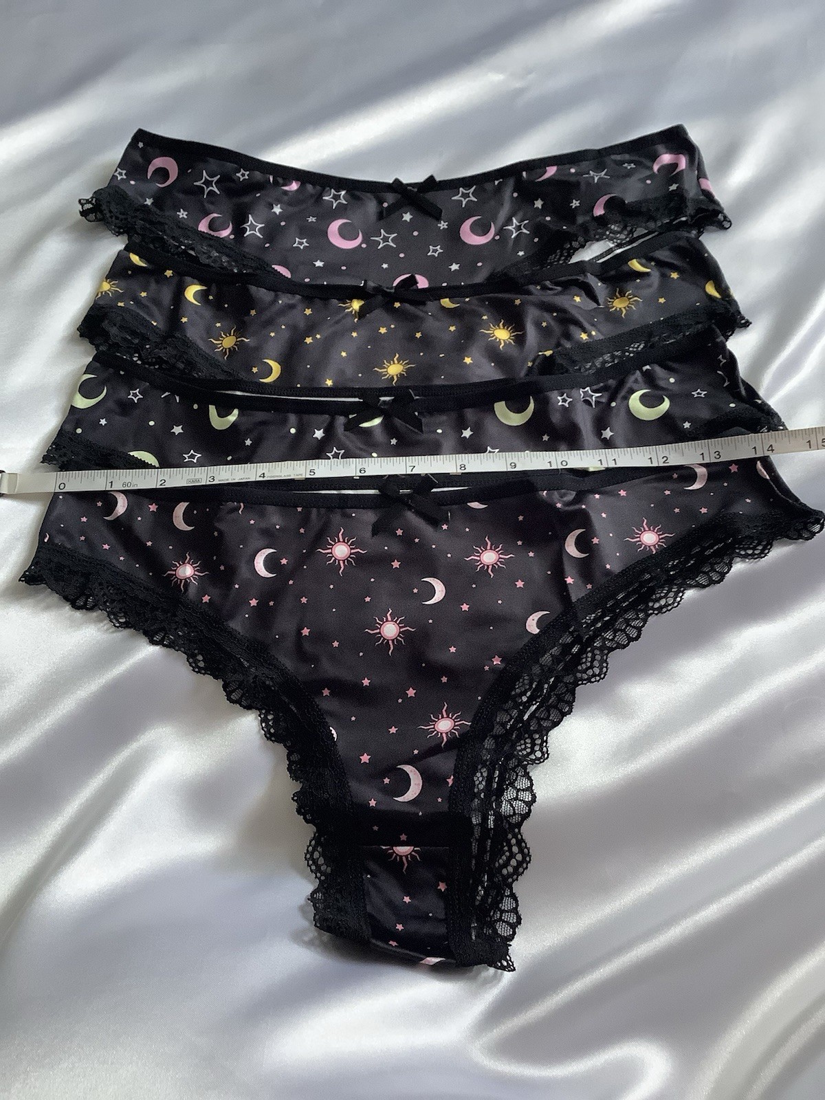 Women’s Teen’s Celestial Stars & Moons Bikini Panties Lace Stretch 4pk (8) Large