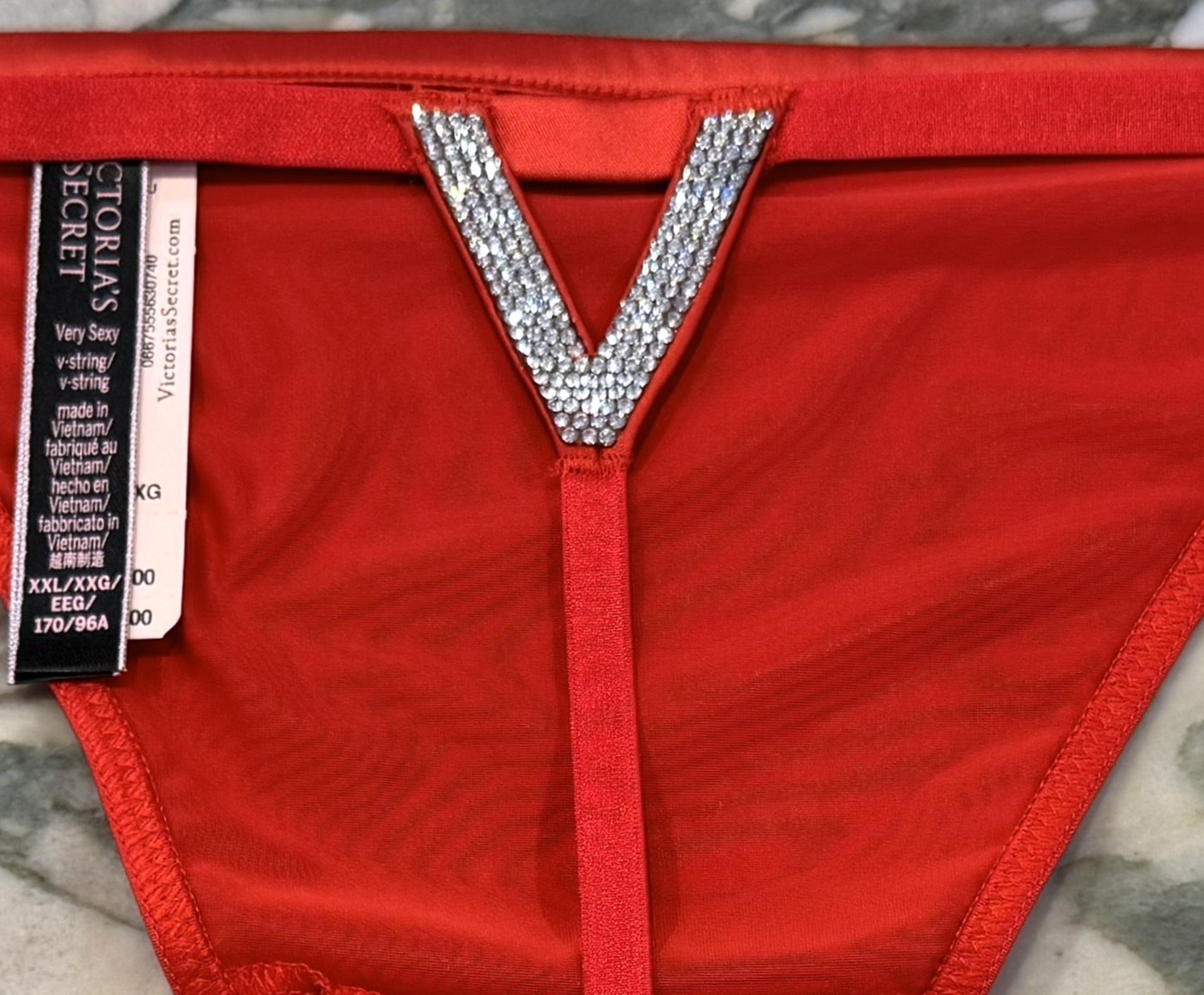 NEW Victoria Secret Very Sexy Rhinestone Shine V-string – Lipstick Red – XXL