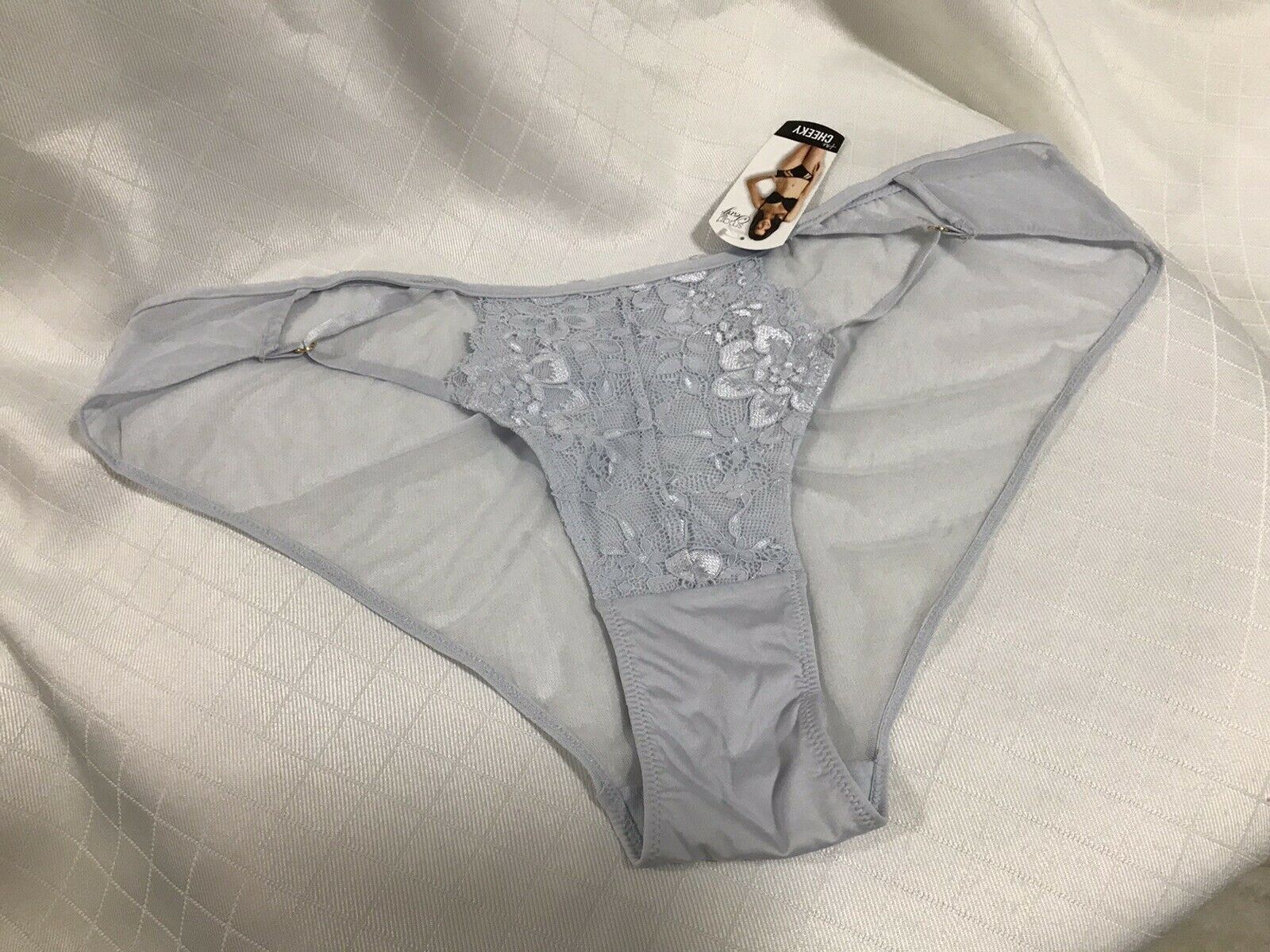 Womens Size XXXL/10 Panties Bikini Ice Blue Sheer Rear Lace Panel 1) panty