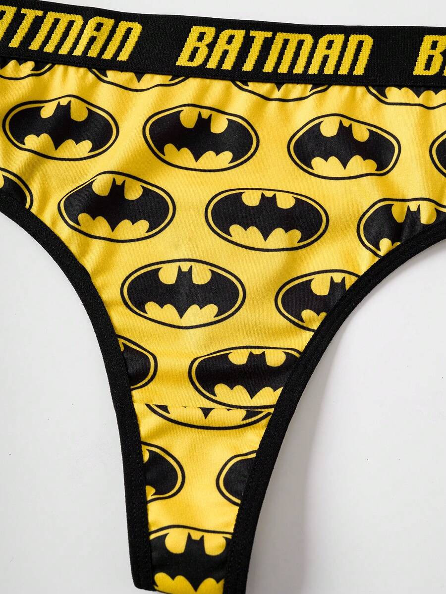 Batman DC Comics Super Hero Cute Licensed Logo Thong Panties – Pack of 2