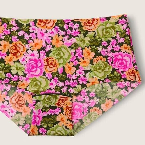 XL NO SHOW Fall Rose Floral Stretch Victorias Secret PINK Boyshort Brief Panty