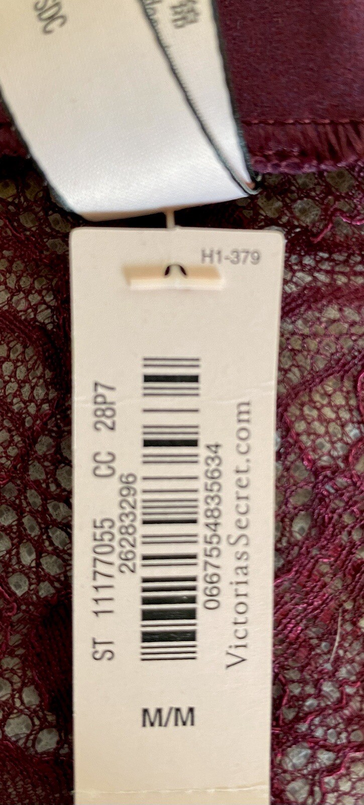 VICTORIA’S SECRET Size M Deep Plum Floral Lace Bikini Panties NWT