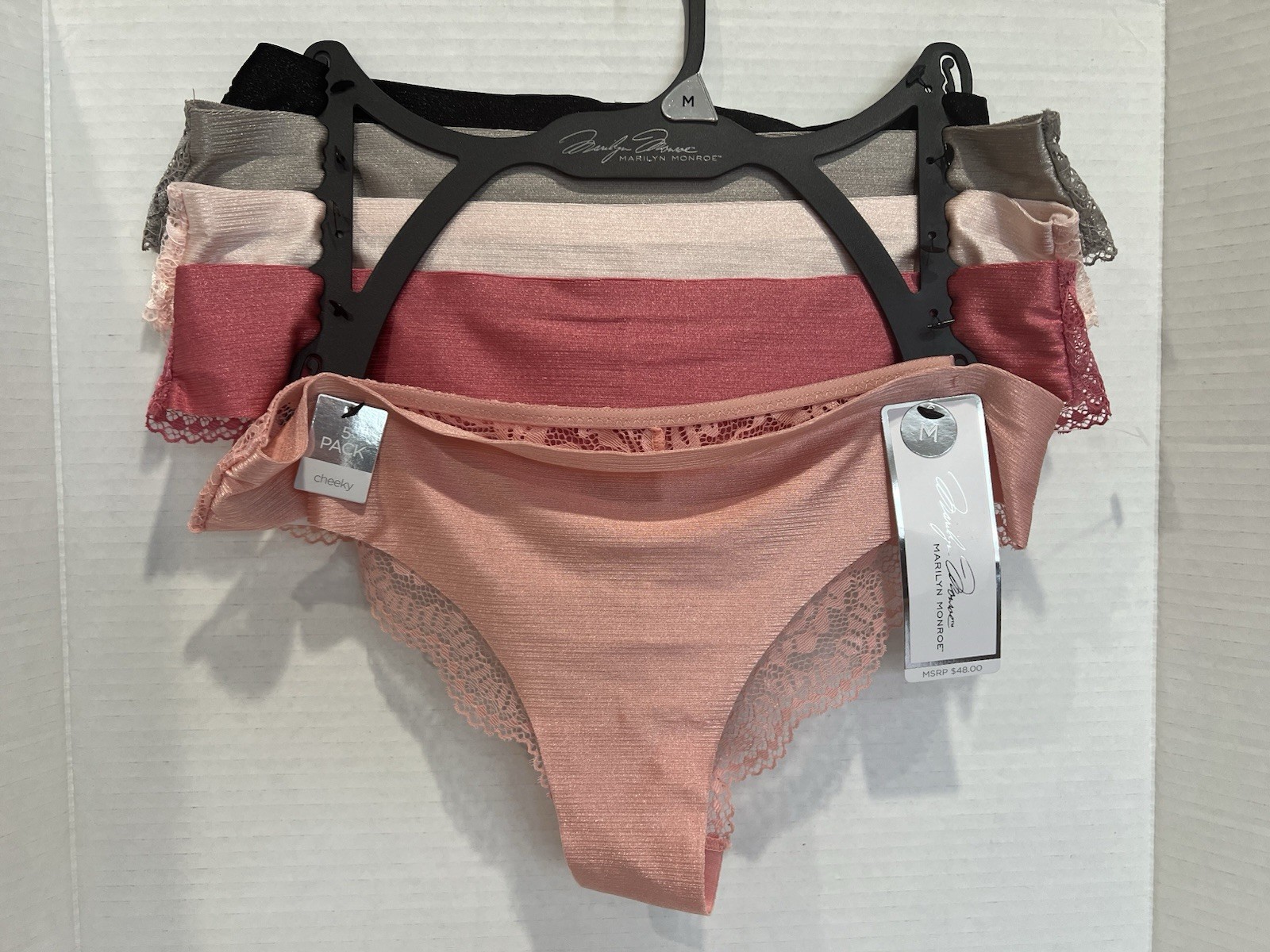 5-Pack Marilyn Monroe Lace Back Tanga Panties in Various Colors Size MEDIUM NEW!