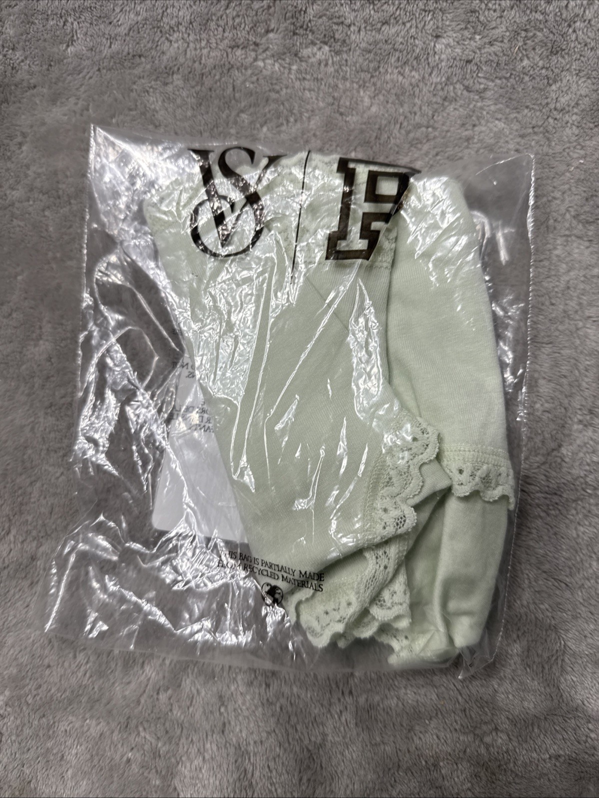 Victoria’s Secret Cotton Cheeky Panty Lace Trim Mint Crush Bunny Print Green