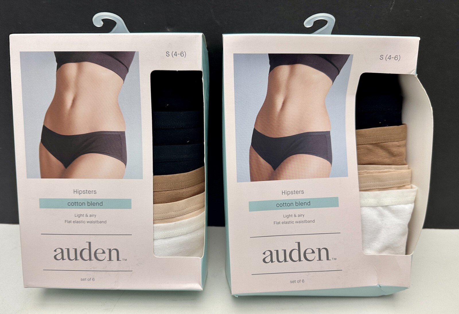 x2 Auden Hipsters Cotton Blend Size Small (4-6) Multicolored Underwear 6-Pack
