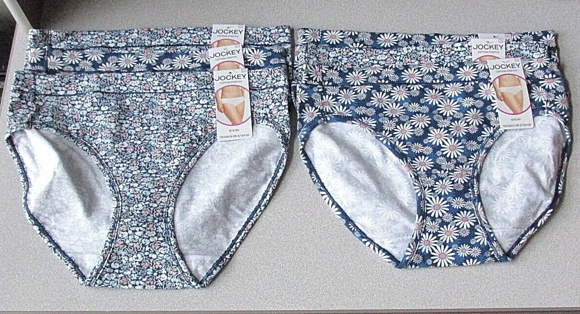 3 WOMENS JOCKEY COTTON STRETCH BIKINI PANTIES SZ 6 MEDIUM CHOOSE PATTERN $24