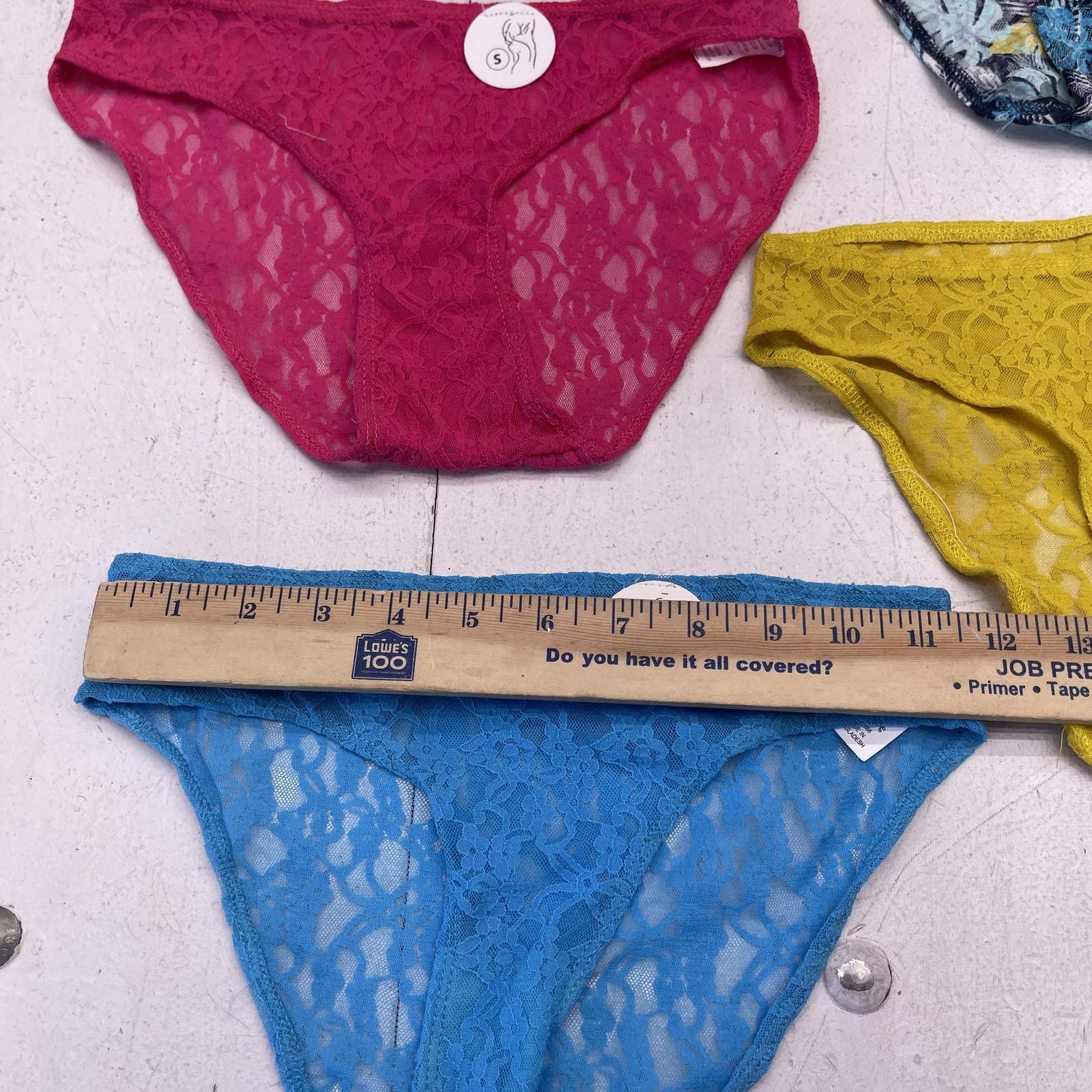 See Through Bikini Panties Womens Small Multicolor Lace Sheer Stretch 5 Pack