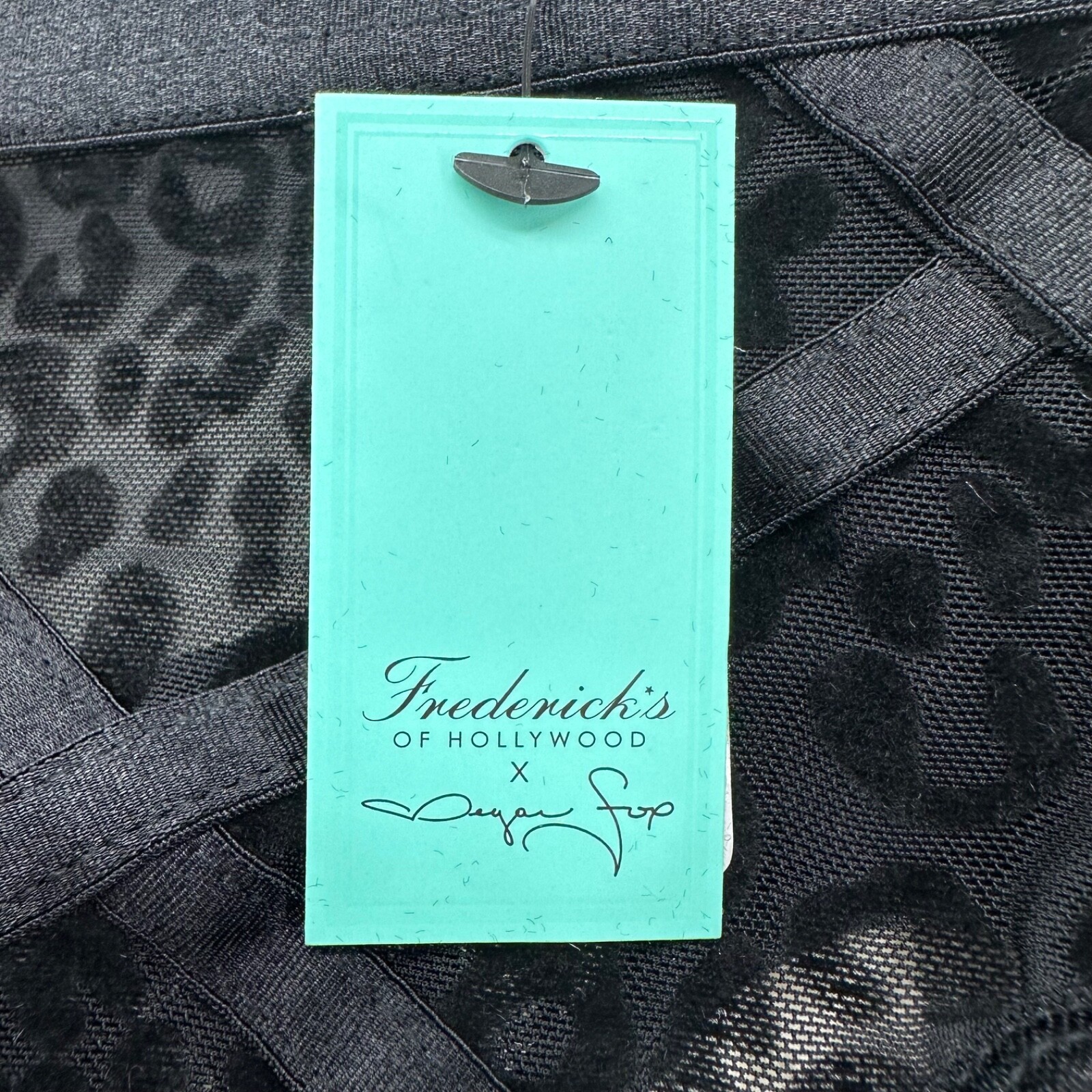 Frederick’s of Hollywood Black Animal Print Lace Underwear Garter Belt Straps S