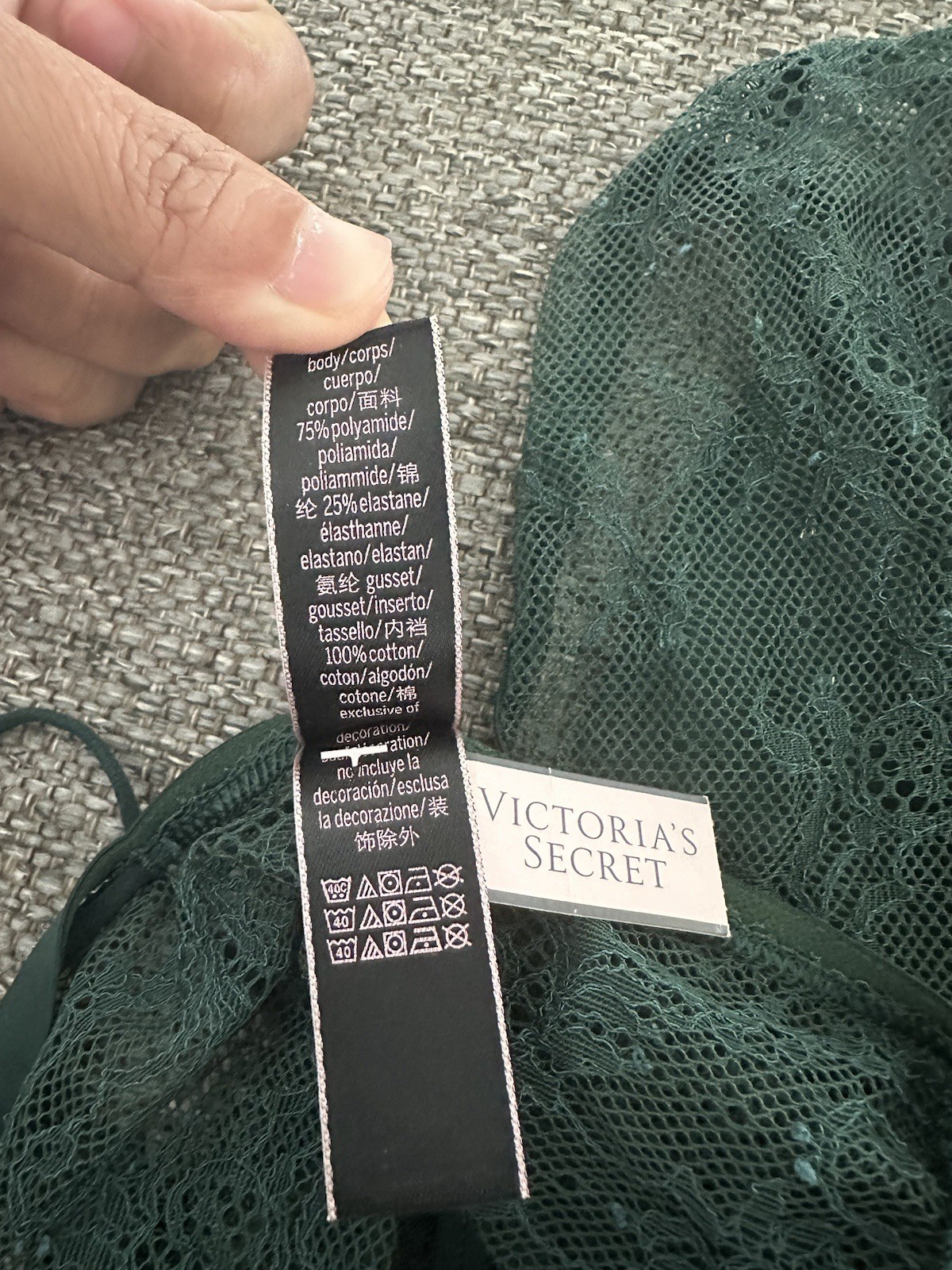 Victoria’s Secret Dark Green Lace Cheeky Panty Size XL NWT