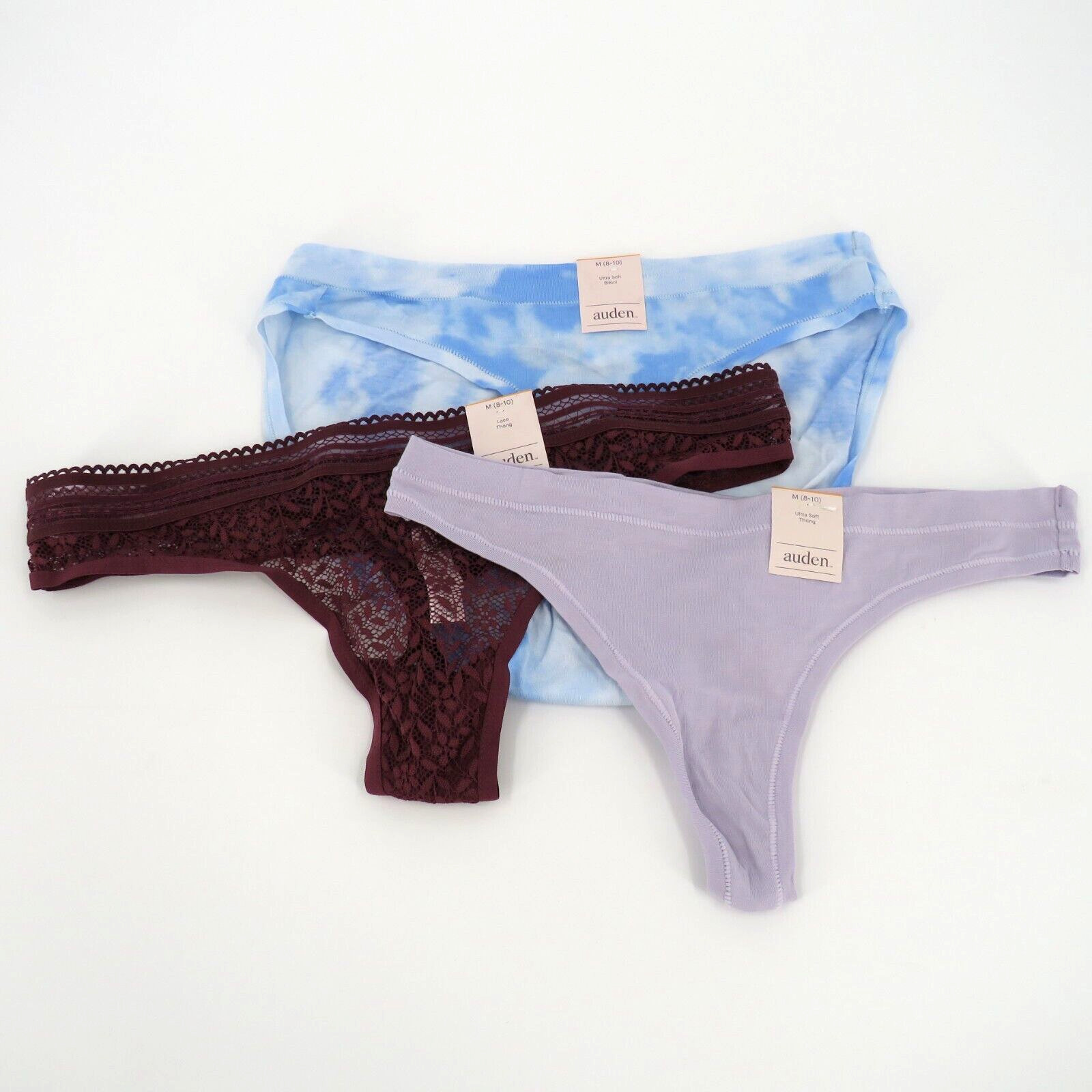 Auden Soft Bikini & Lace Thong Underwear Women’s Size Medium (8-10) – 3 Pairs