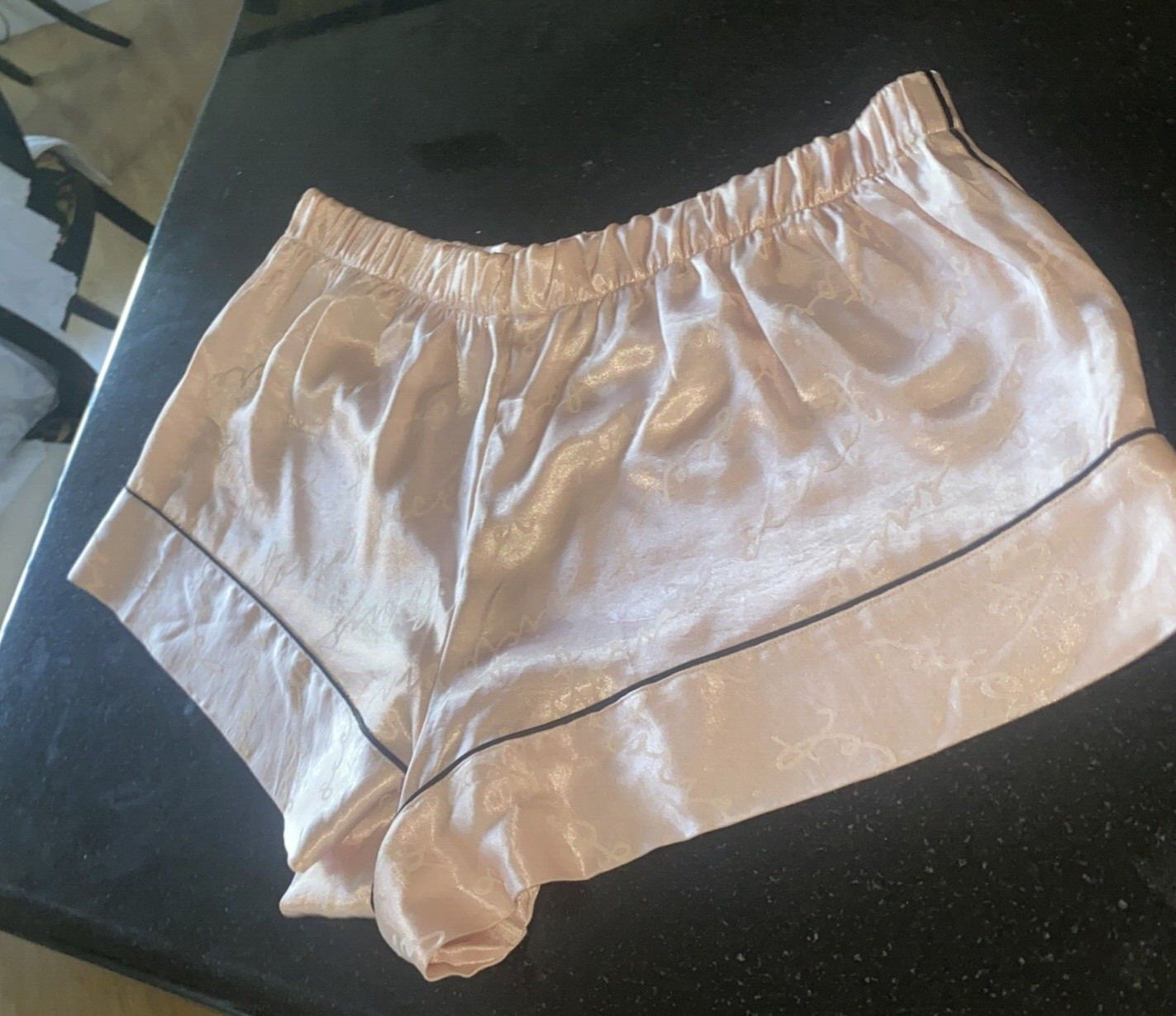 Victoria s Secret Satin Pale Pink White Leg Full Pantie L 34 x 13 NWT Indonesia