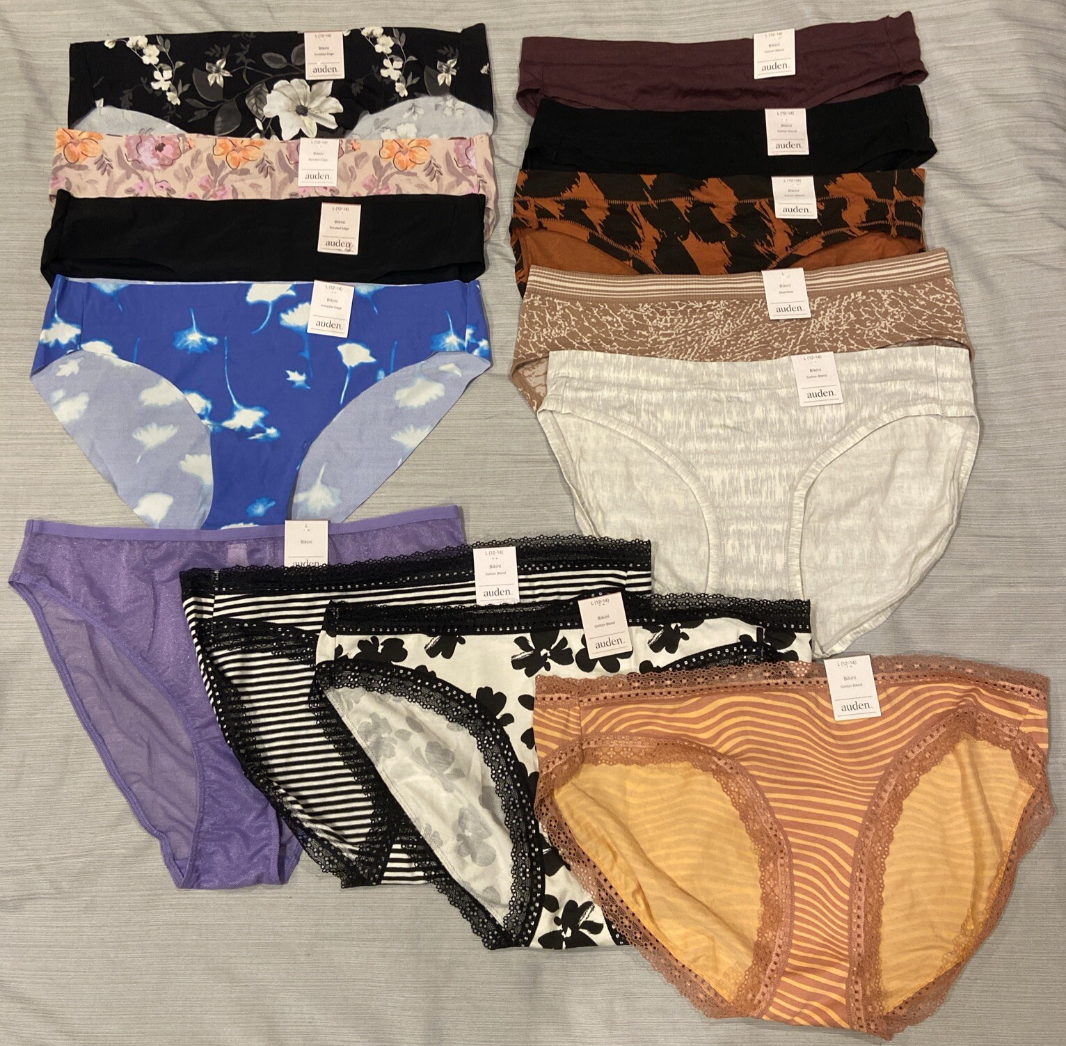 Auden Women’s Bikini Underwear, SZ:L (12-14), You Choose Color