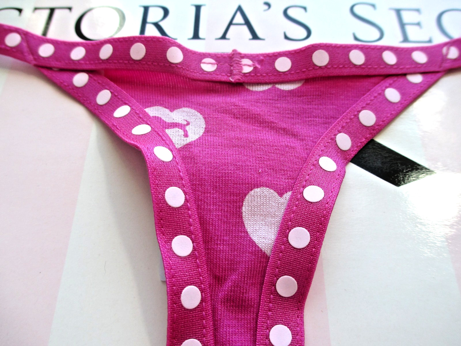 VICTORIA’S SECRET PINK Cotton High Leg Micro Thong Panty S M L XL Pink Polka Dot
