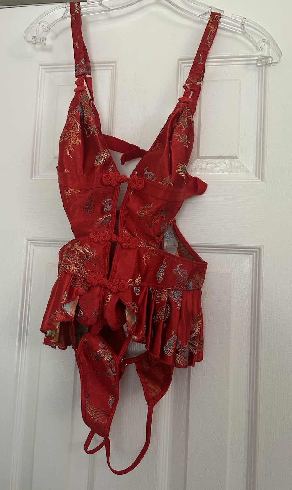 House Of Desire Size L Asian Red Lingerie NWT Built In String Panty