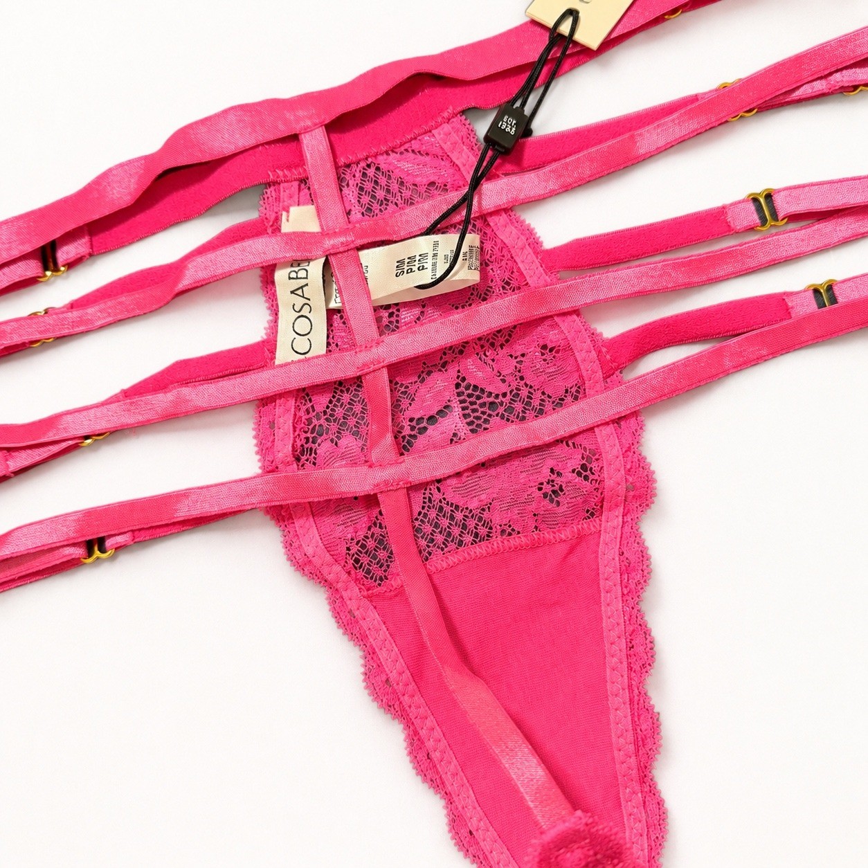 COSABELLA Never Say Never Strappy G-String Rani Pink Lace Thong / NWT – Size S/M