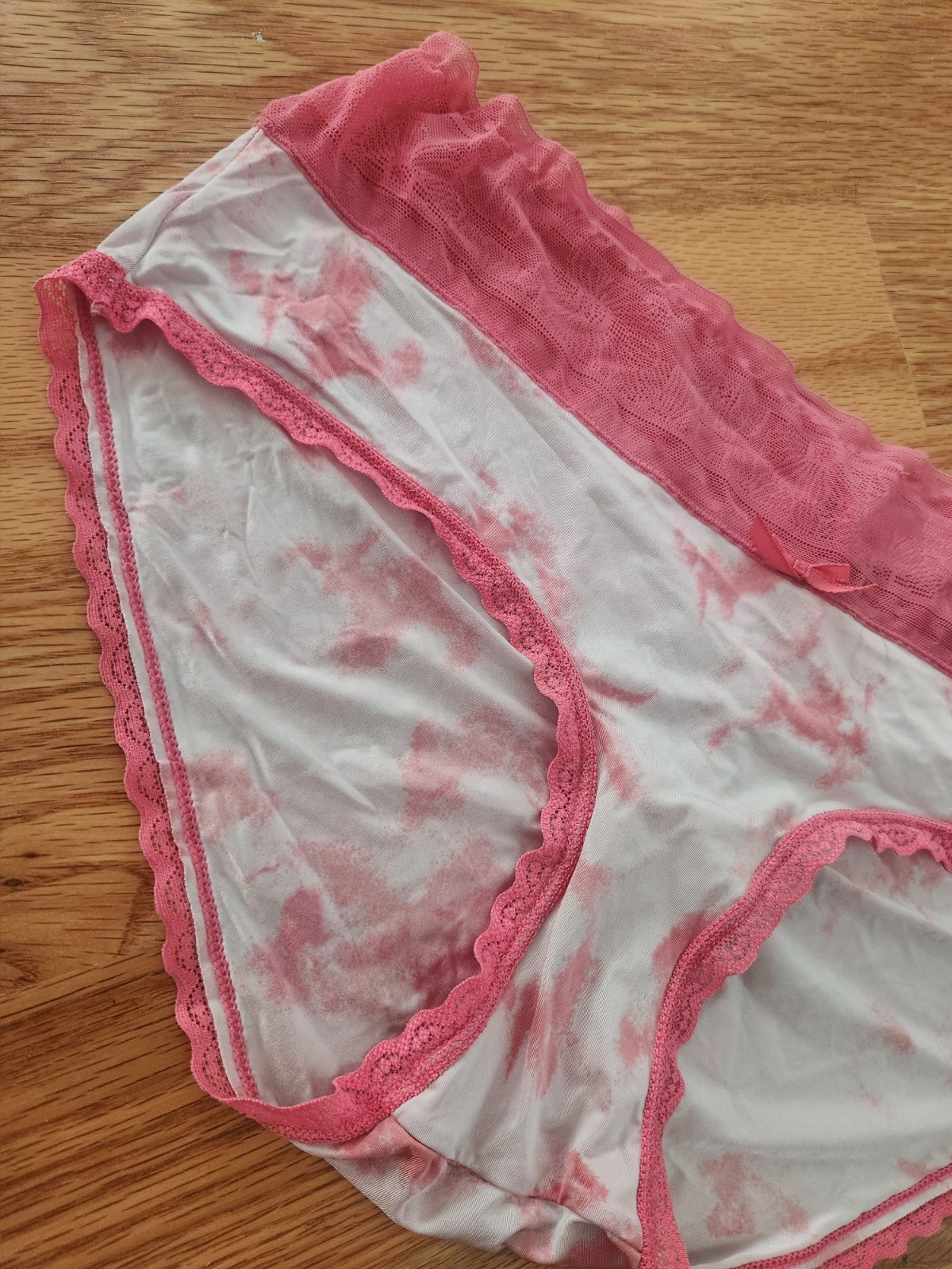 Vtg No Boundaries Multicolored Brief Panty Size L Lace Waistband Scrunched Butt