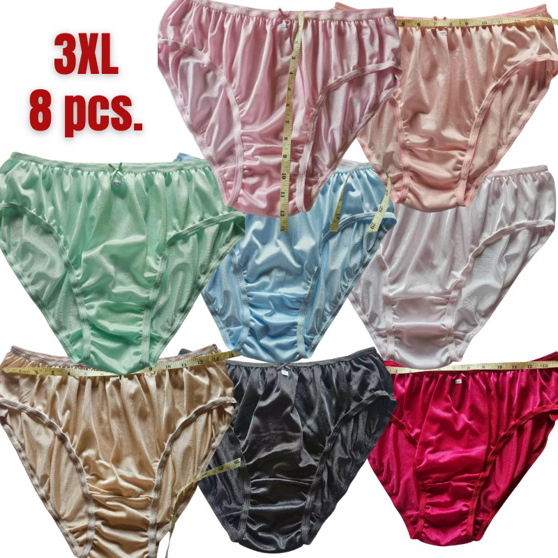 Bikini Panties 8 Pcs. Pack Woman Underwear Nylon Comfortable Hip 38-54″ Size XXX