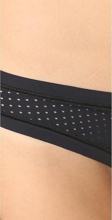 commando E2915 Women’s Perforated Activewear Thong Black Size L/XL