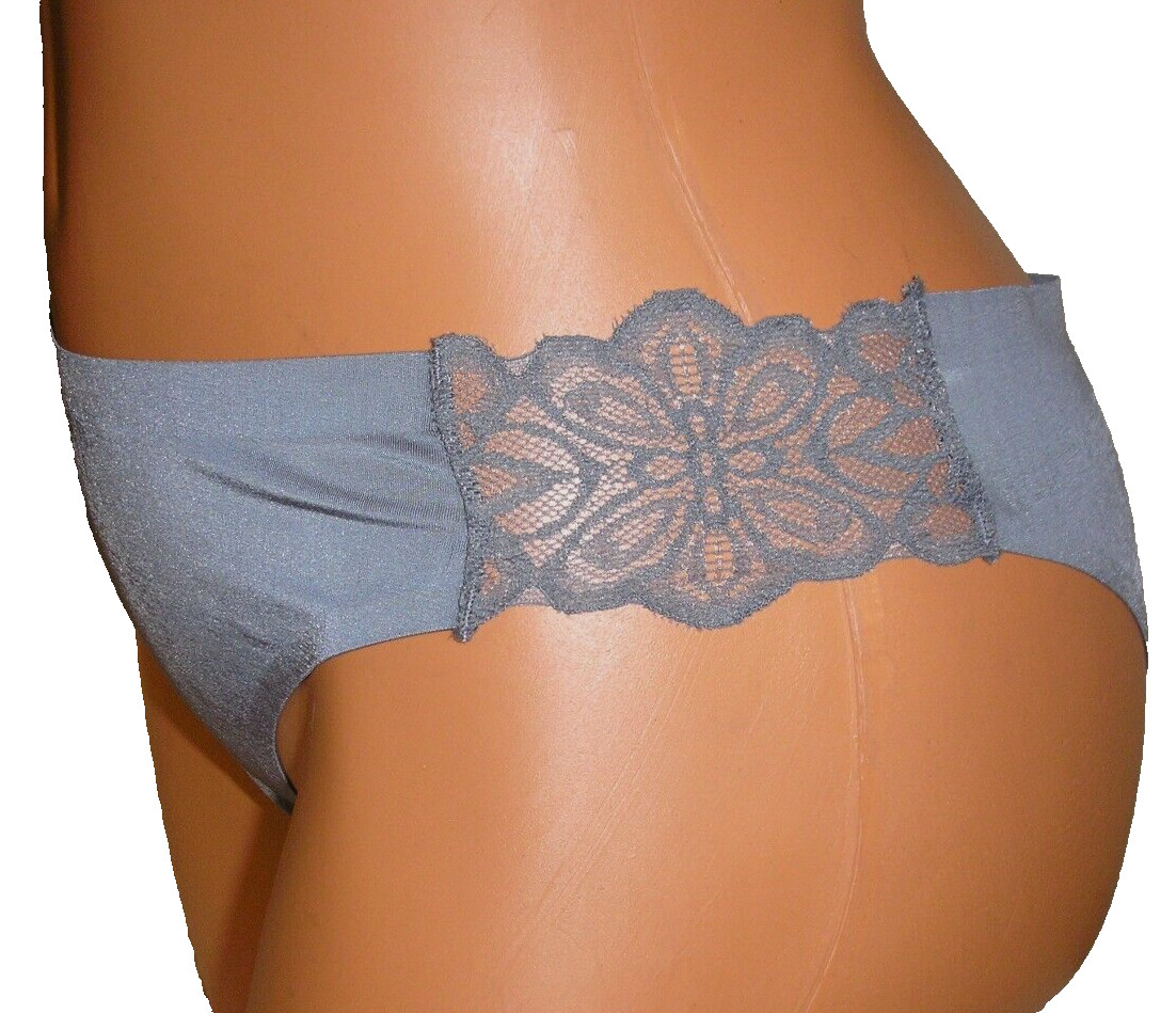 Panties Lingerie Light Gray Floral Lace Side Bikini Large Adult Gift