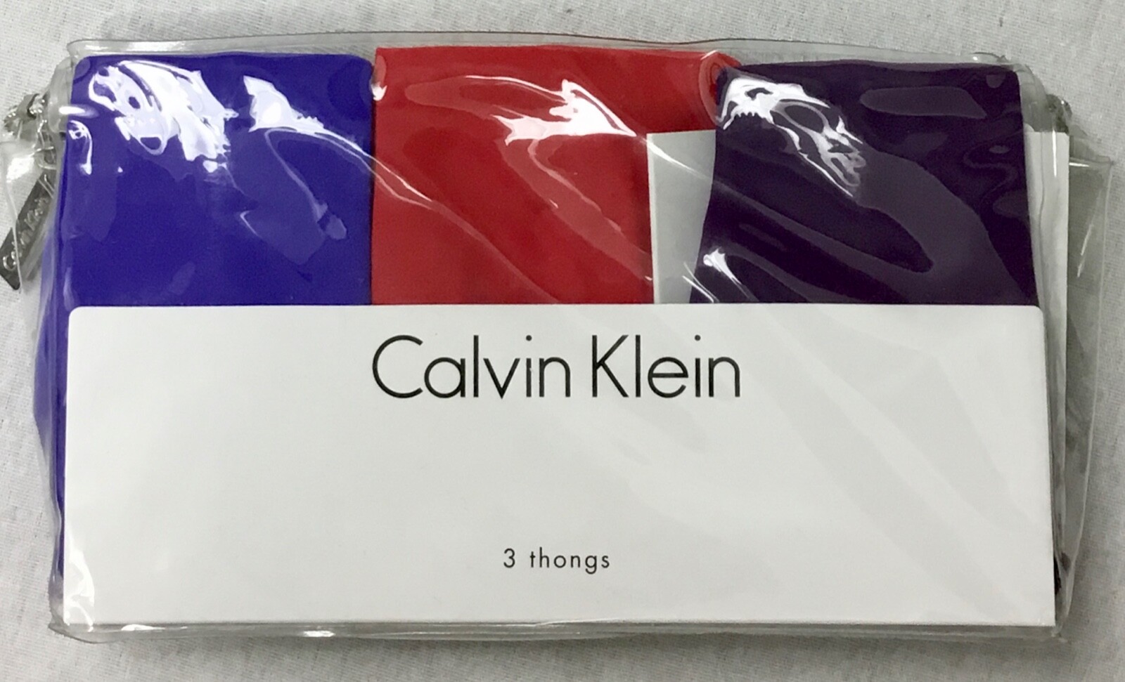 Calvin Klein WOMEN’S 3-Pair Seamless Thong QD3558 Red Blue Purple Size M