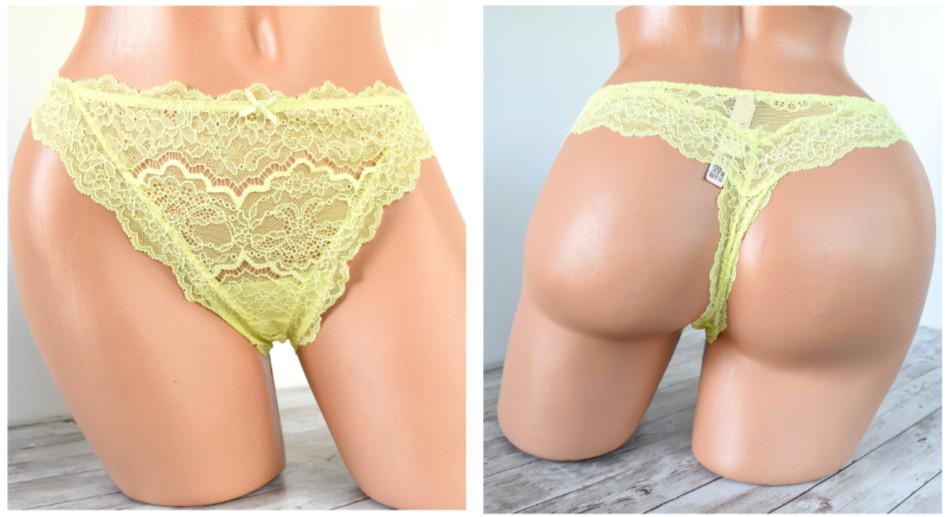 Victoria’s Secret MEDIUM *DREAM ANGELS* LACE THONG PANTY *Lime Citron*