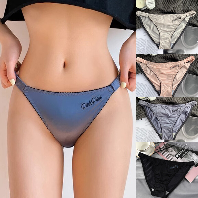 1/5 Pack Lot Womens String Bikini Panties Satin Thongs Underwear Vintage Panty