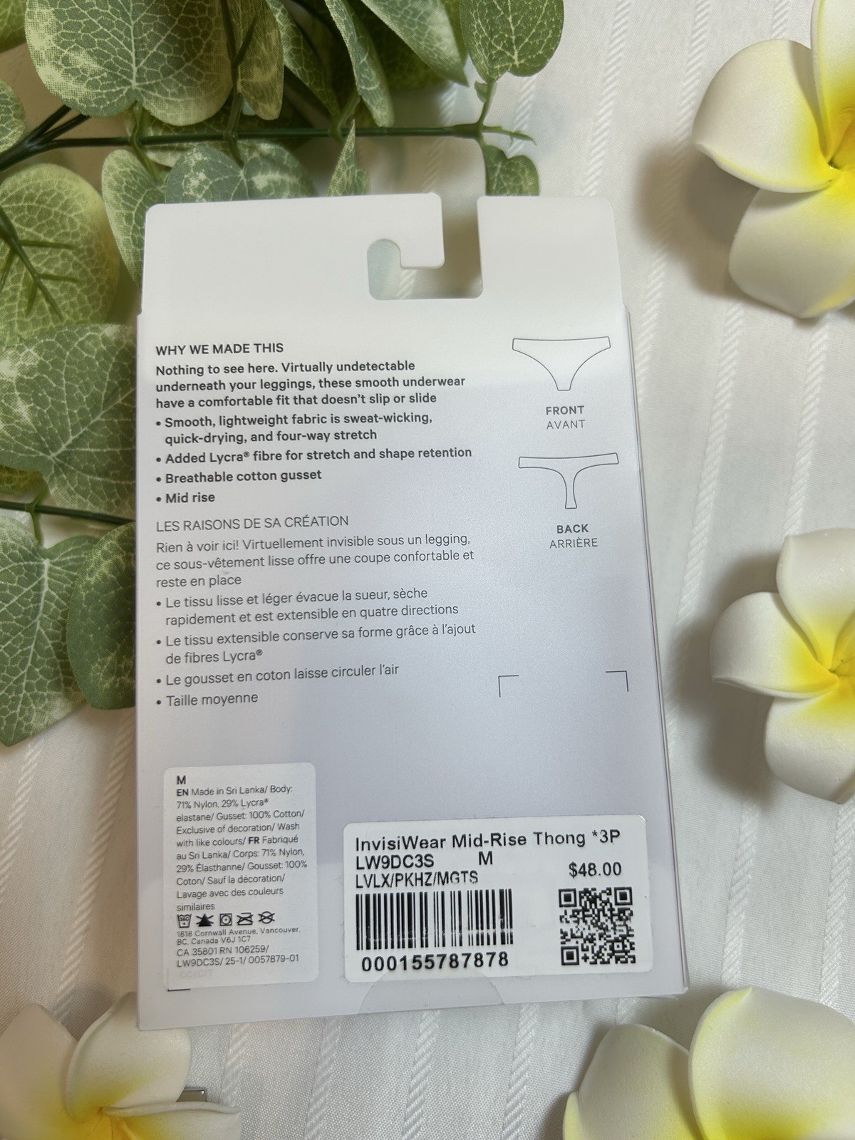 NWT$48 Lululemon Invisiwear Mid-Rise Thong (3 Pack)- LVLX/PKHZ/MGTS- Size M