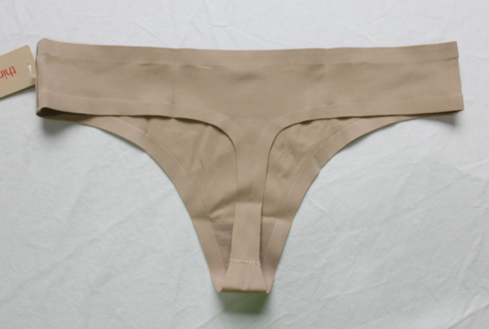 Third Love Women’s Mid-Rise Zero Edge No-Show Thong Panty ZG3 Taupe Small NWT