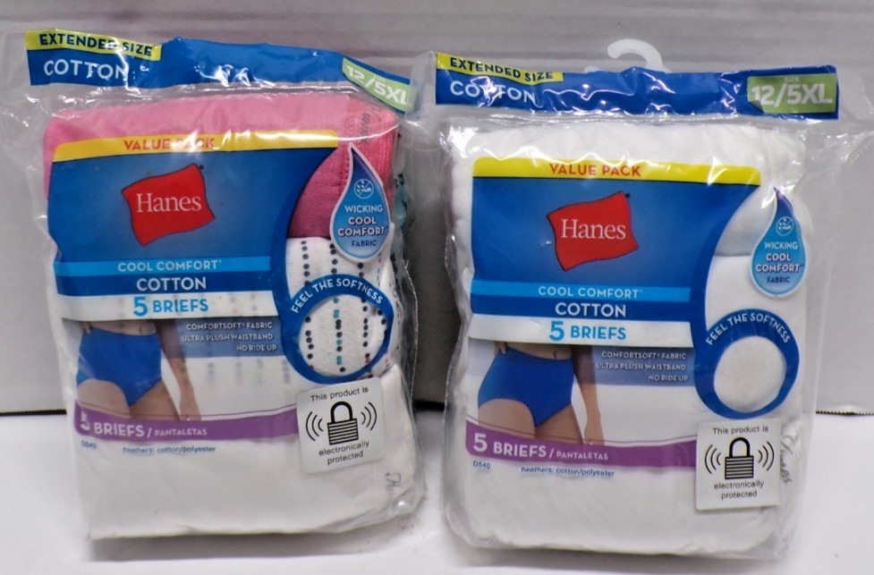 Lot of 2 Hanes Cool Comfort Cotton Women’s Briefs 12/5XL 5 Briefs Each