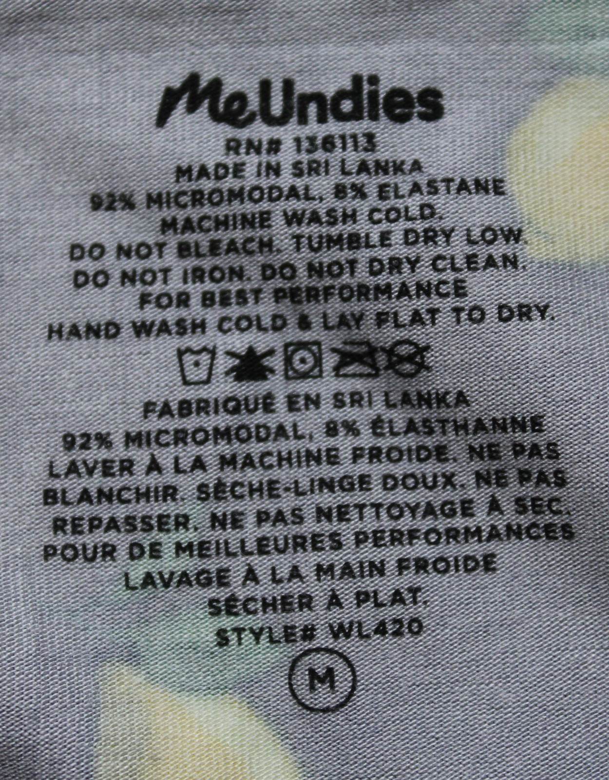 MeUndies Women’s Super-Soft FeelFree Lace Hipster DH3 Lemons Medium NWT