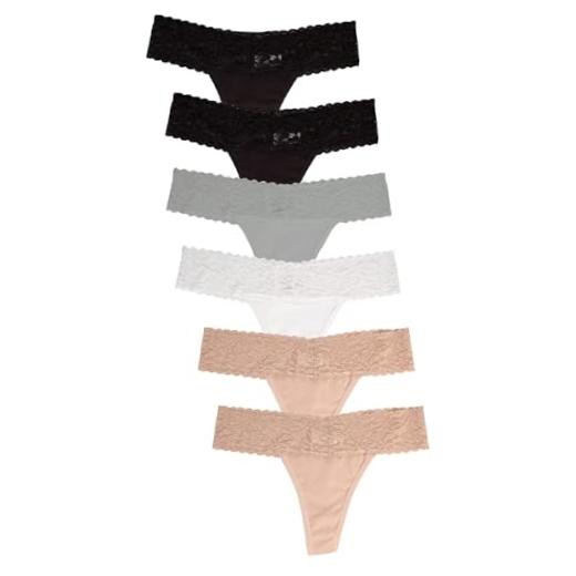 Lace Thongs for Women – 6 or 12 Pack Low Rise Thongs – X-Small 6pk Neutrals