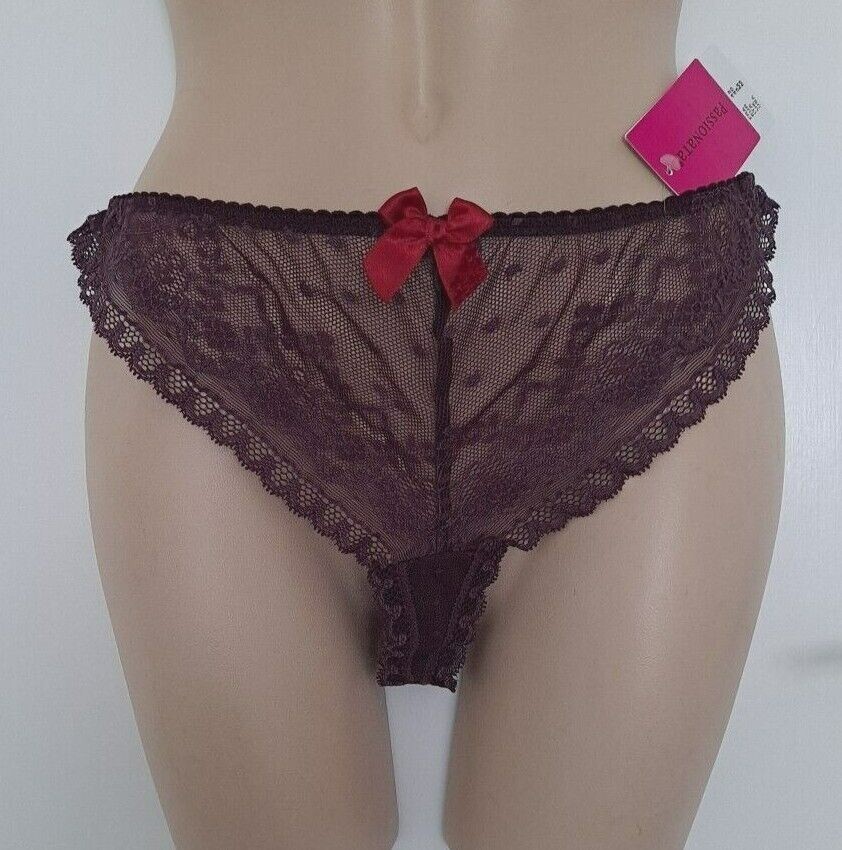 Passionata Women’s Lace Aubergine Knickers Panties Briefs Tanga Style 4557