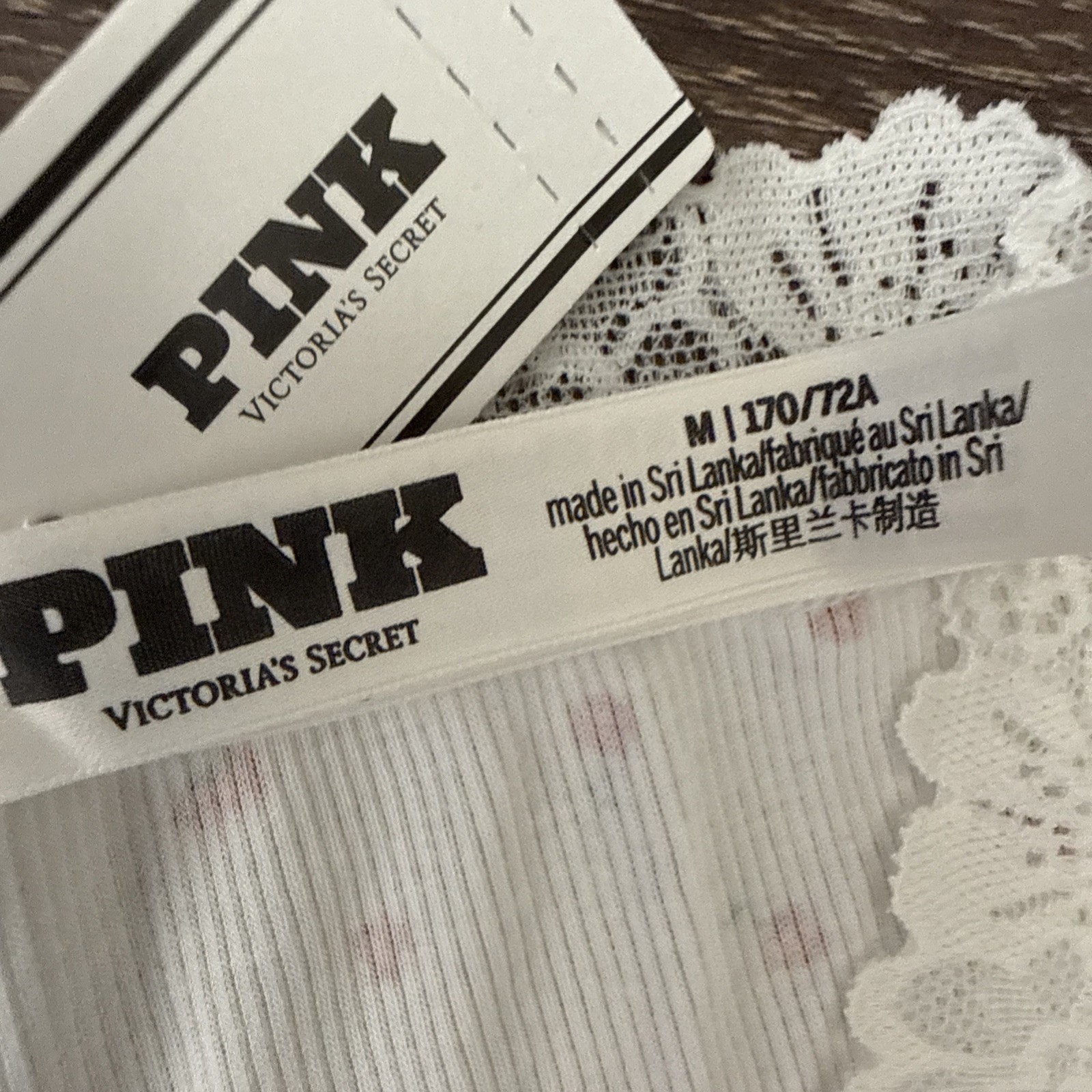 Pink By Victoria’s Secret, Medium White Cherries, Lace Trim, Cheeky Panties