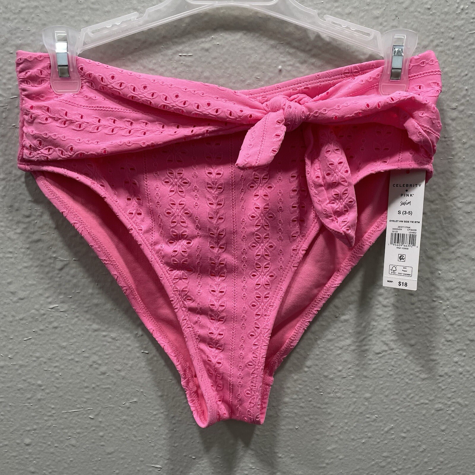 Celebrity Pink Swim NWT Pink Eyelet Side Tie Bottom Bikini Size S