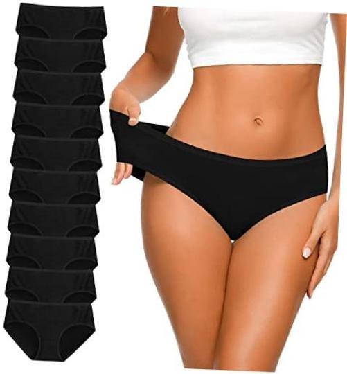 Women’s Cotton Bikini Panties,High-Cut Full Coverage XX-Large Black-10 Pack