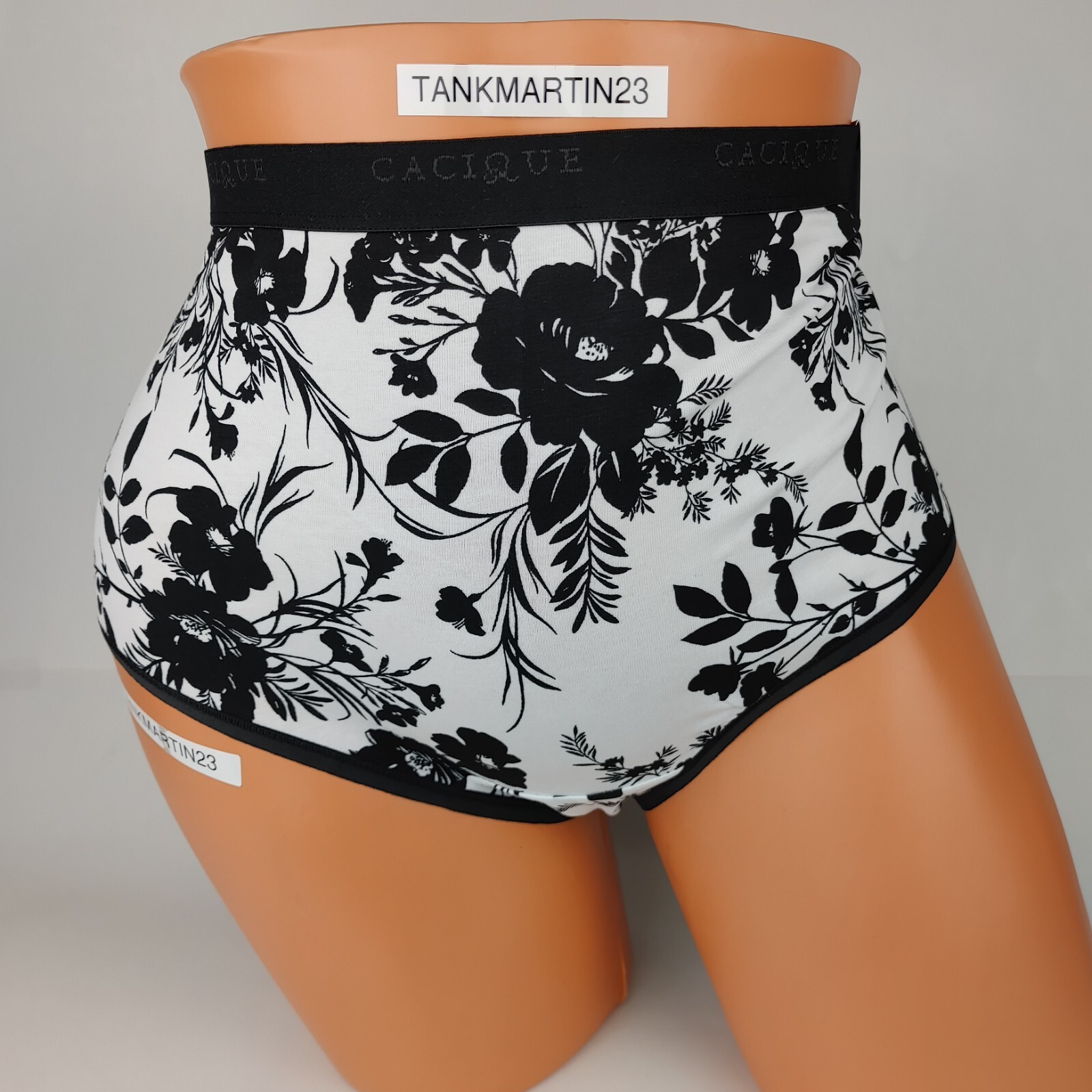 LANE BRYANT CACIQUE COTTON FULL BRIEF 18/20 PLUS PANTY WHITE BLACK FLORAL