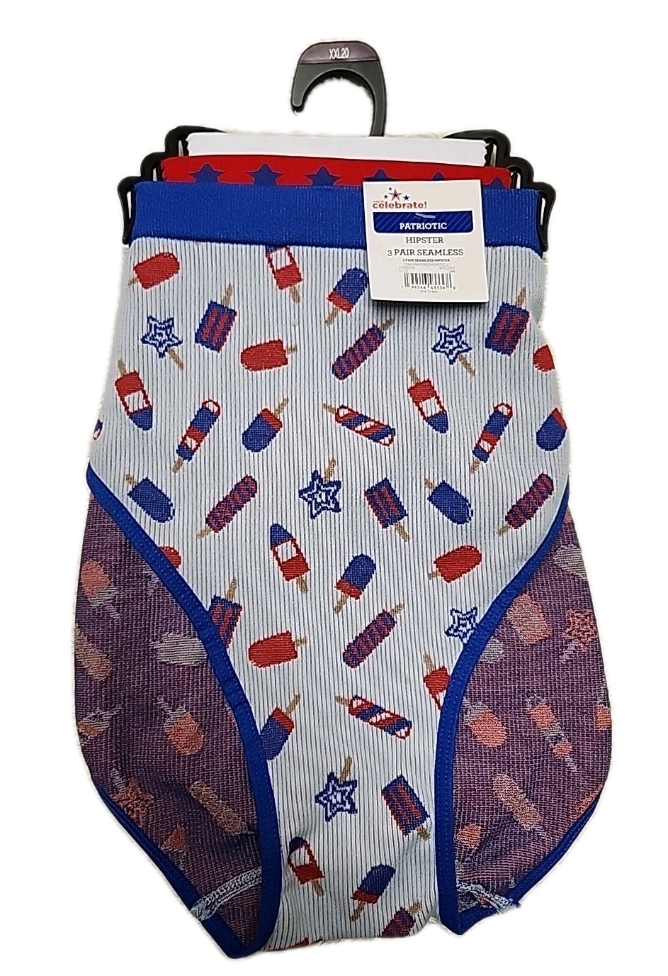 NWT Way To Celebrate Patriotic Hipster Panties 3-Pack Seamless Sz XXL Multicolor
