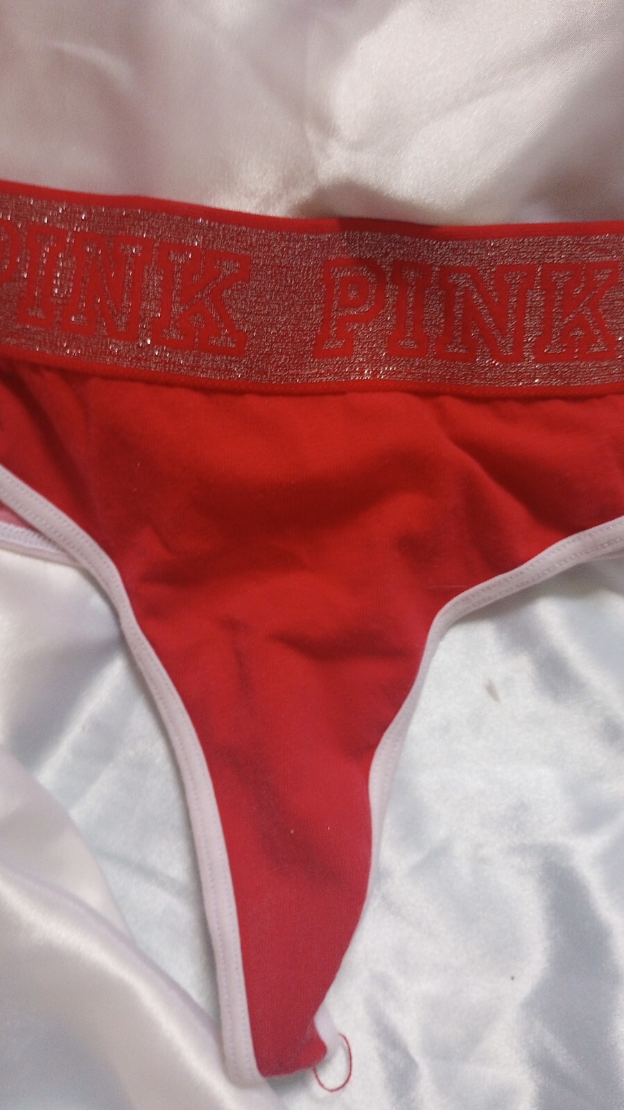 Victoria Secret Running Volley 🏐Olympics Style Logo Thong Panty Short/Sleep Red