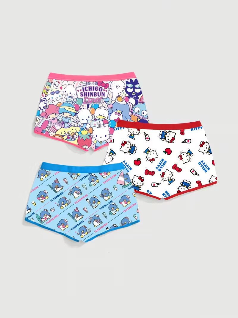 Sanrio Hello Kitty Tuxedo Sam Cartoon Cute Kawaii Boyshort Panties – Pack of 3