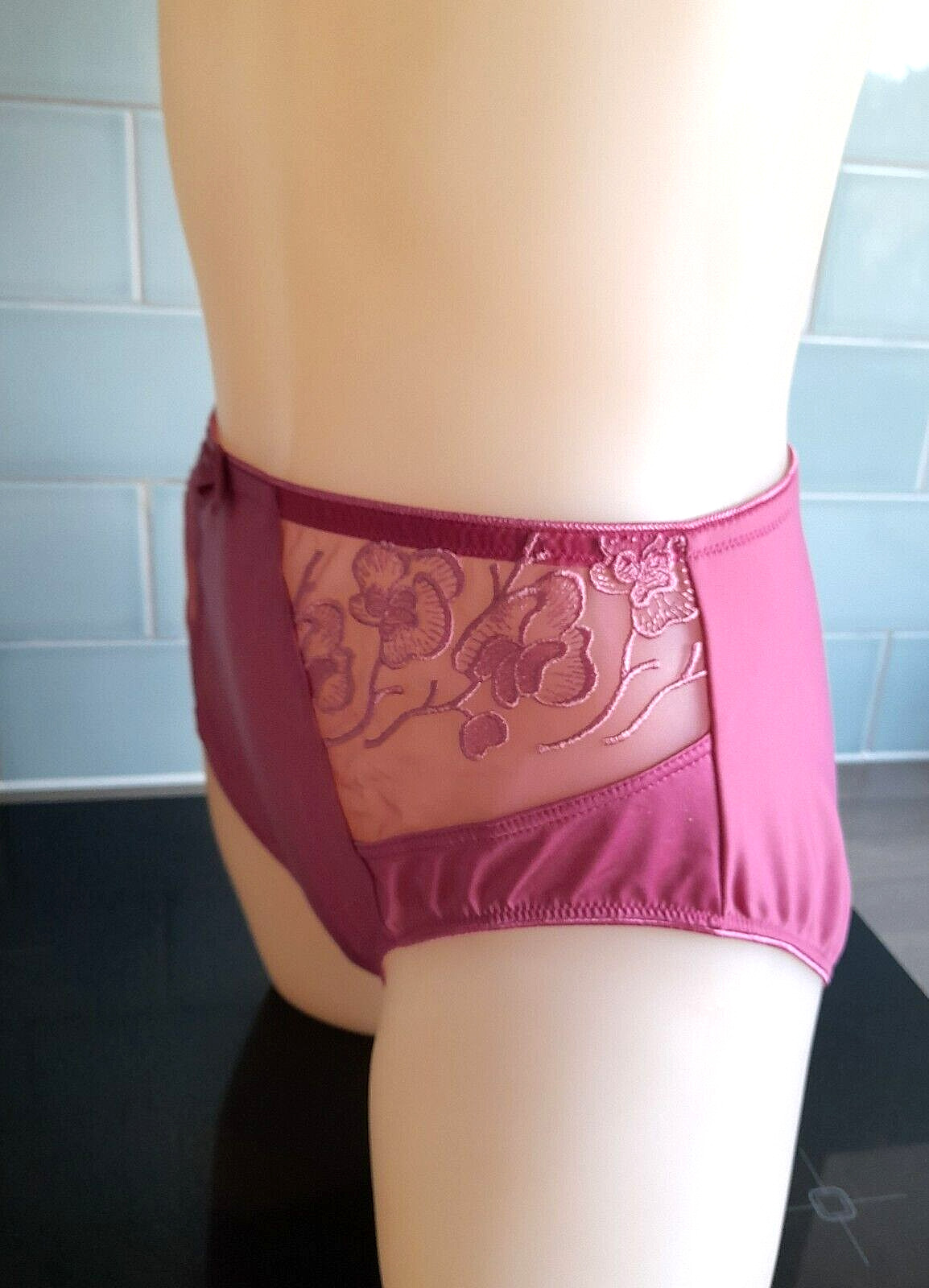 Pasturnette Pink SATISFACTION High Brief Embroidered Mesh Front Panels
