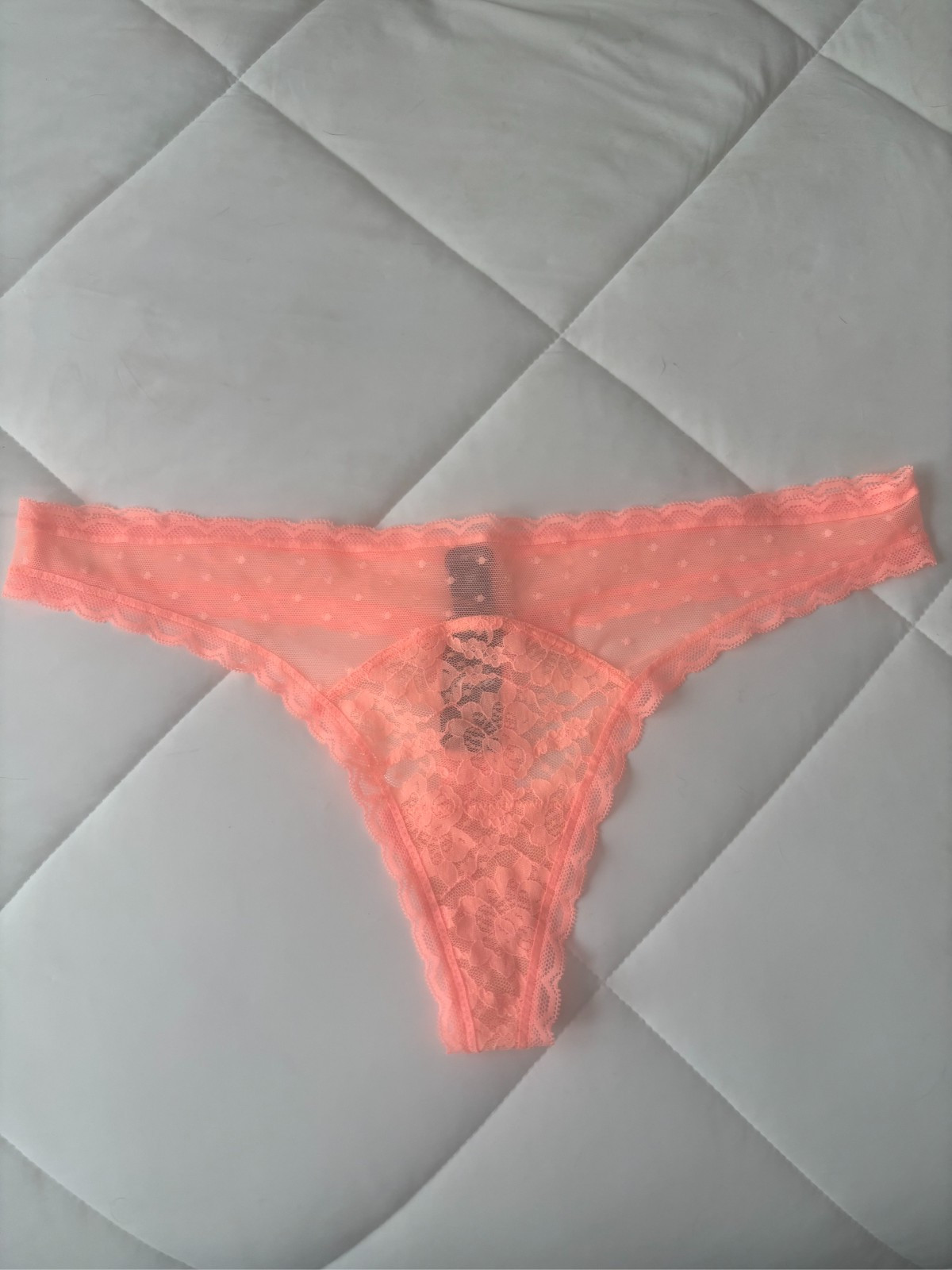Aerie/ Thong Lace Panties / Tangerine With Floral Design/ Size XL/ NWT