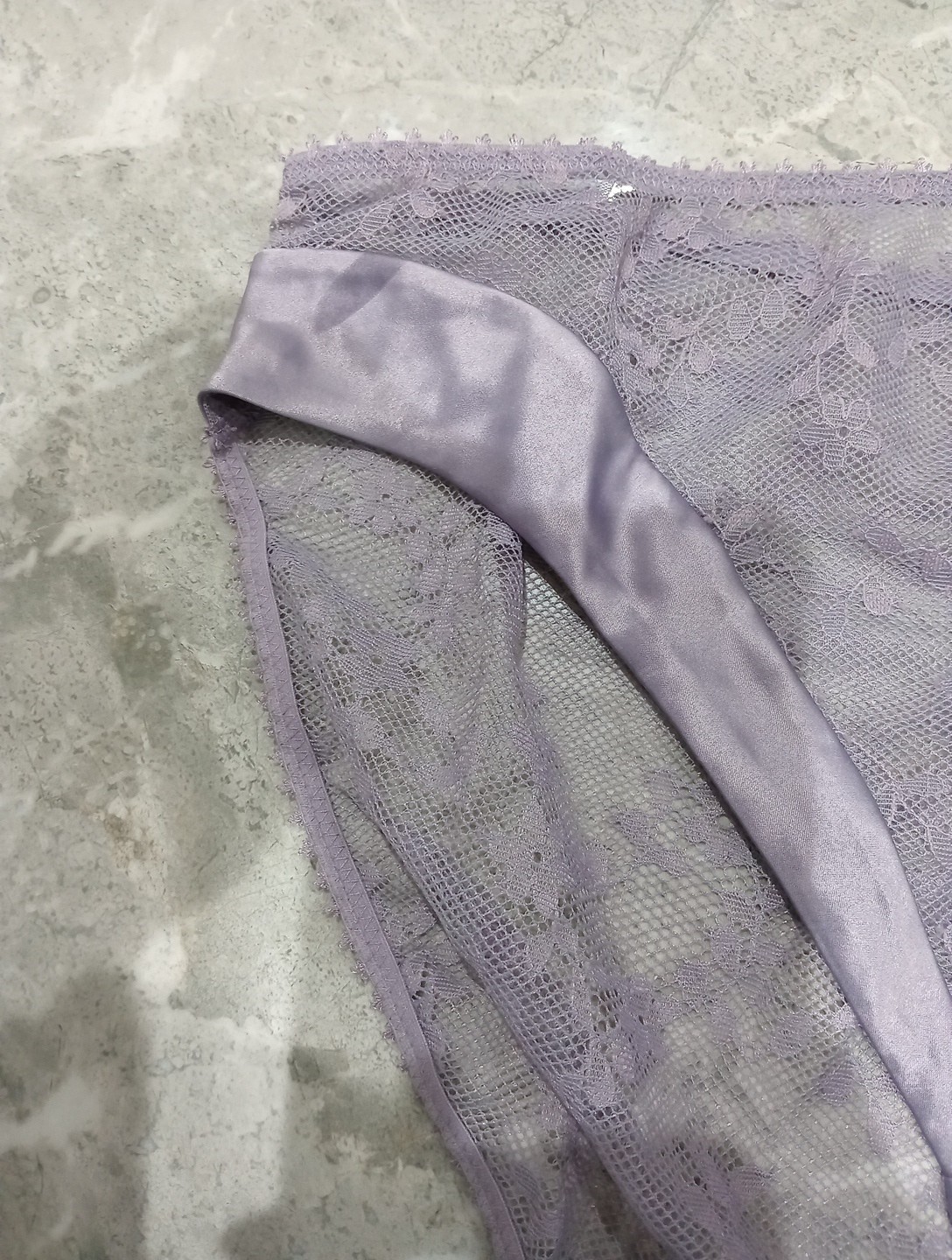 M&S Rosie Rosa French Lace & Satin High Leg Knickers Size 10 VIOLET STORM