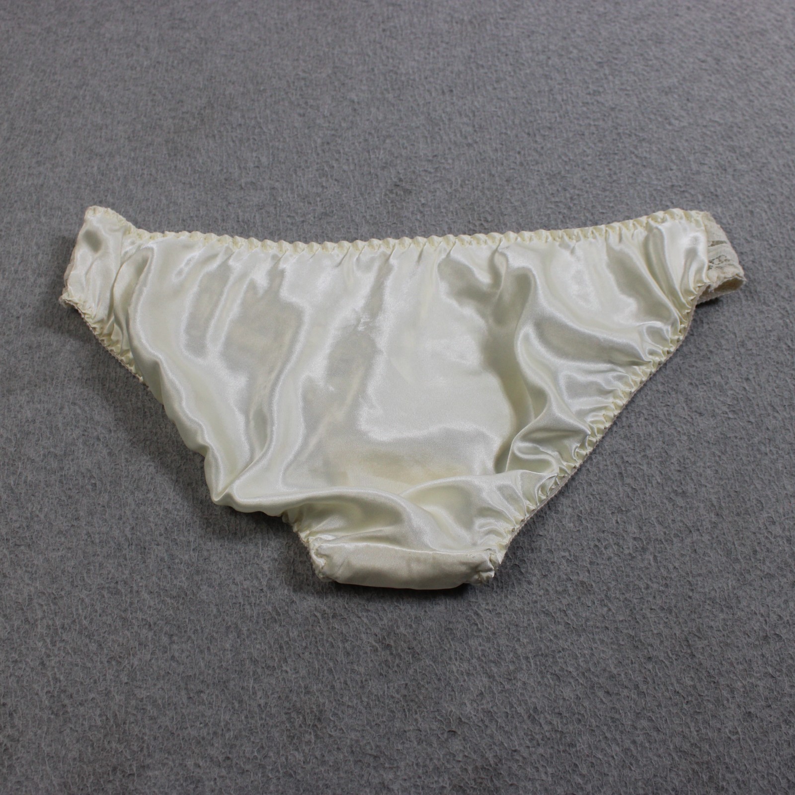 Vintage Pastries Panties Women Large White Satin Lace Bikini Sheer Made In USA